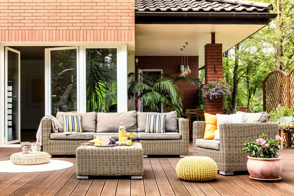 outdoor sitting area with furniture