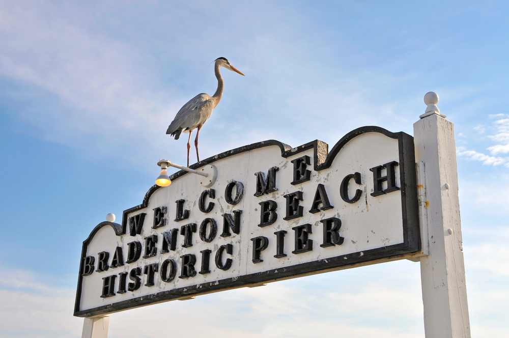 Bradenton Beach Historic Pier Sign on Anna Maria Island, Florida