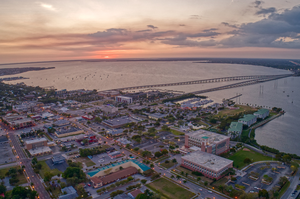 Aerial view of sunrise in Punta Gorda