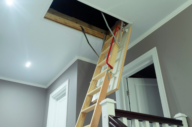 wooden ladder to attic