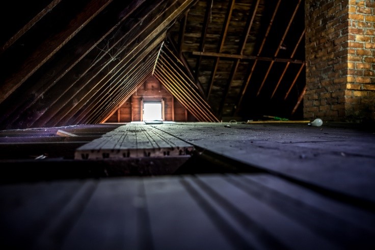 attic with wooden flooring