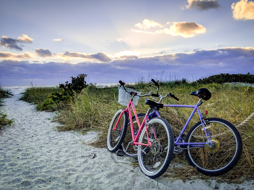 Two bikes on a beach