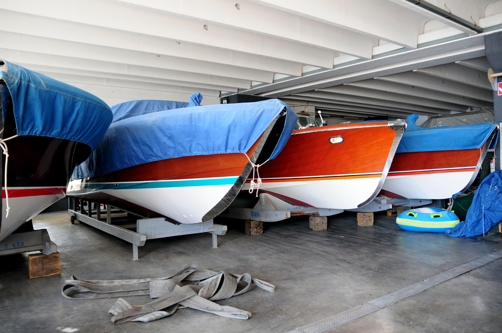 boats in covered boat storage